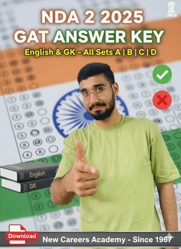 NDA 2 2025 GAT Answer Key PDF download for all sets A, B, C, D – English and GK solutions