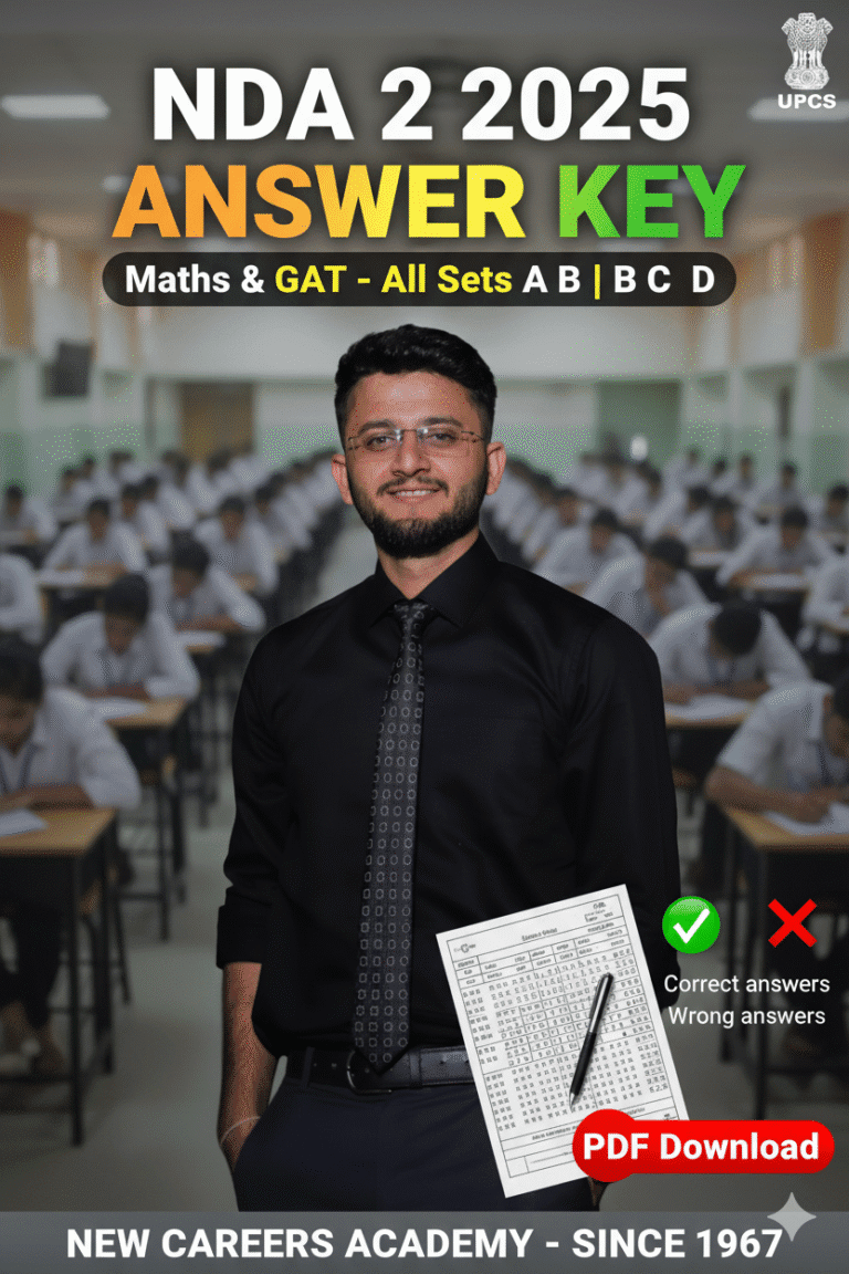 NDA 2 2025 Answer Key PDF download for Maths and GAT all sets A, B, C, D – UPSC NDA exam solutions