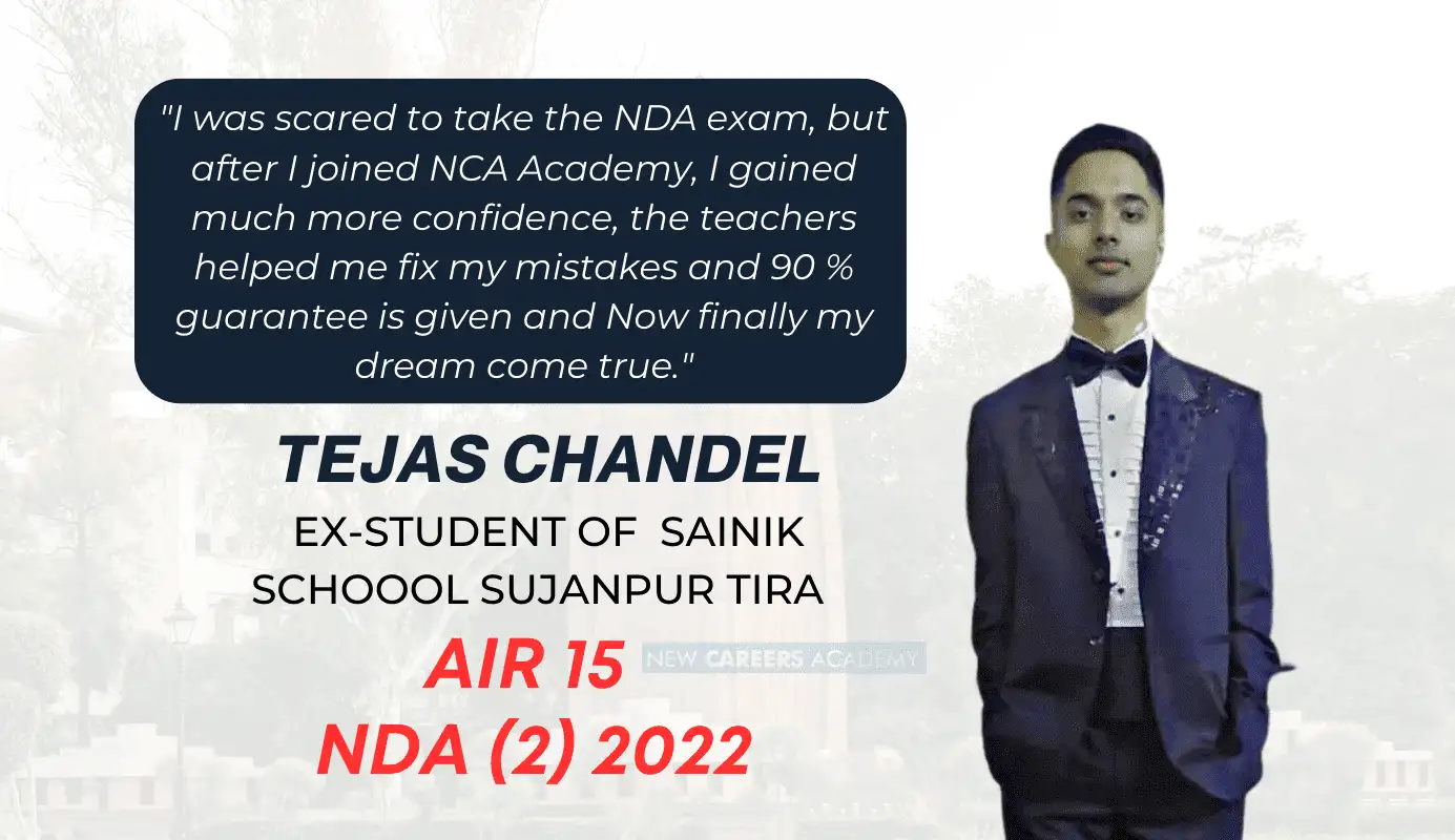 Tejas Chandel, ex-student of Sainik School Sujanpur Tira, NDA All India Rank 15, trained at NCA Academy