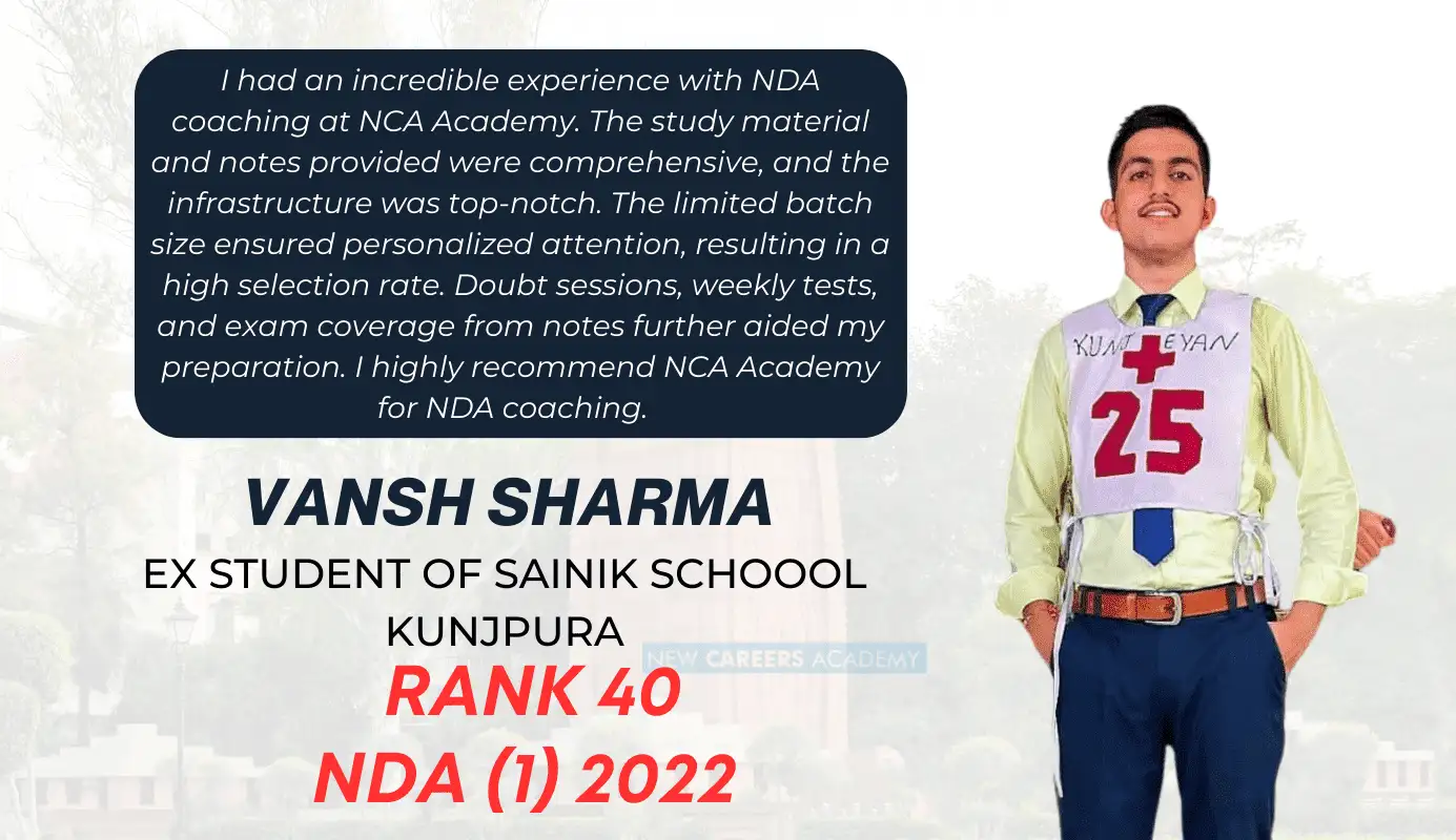 Vansh Sharma, NDA All India Rank 40, trained at NCA Academy Chandigarh