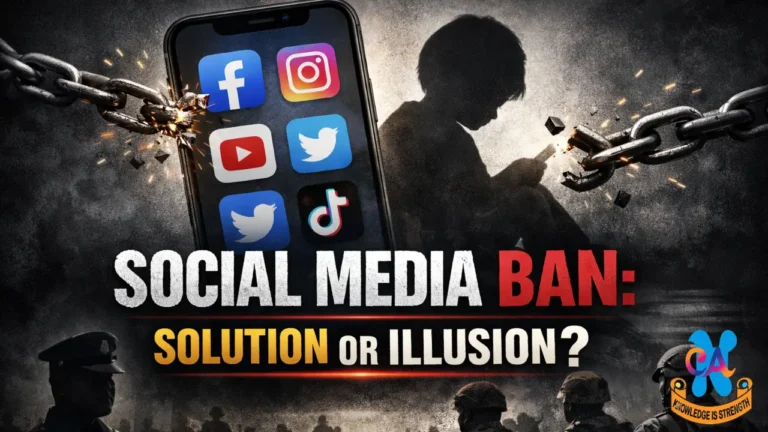 A social media ban debate highlighting child safety, digital rights, and policy challenges in India
