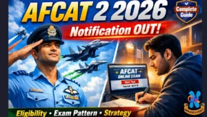 YouTube thumbnail showing Indian Air Force officer with fighter jets and AFCAT 2 2026 notification text highlighting eligibility, exam pattern, and preparation strategy.