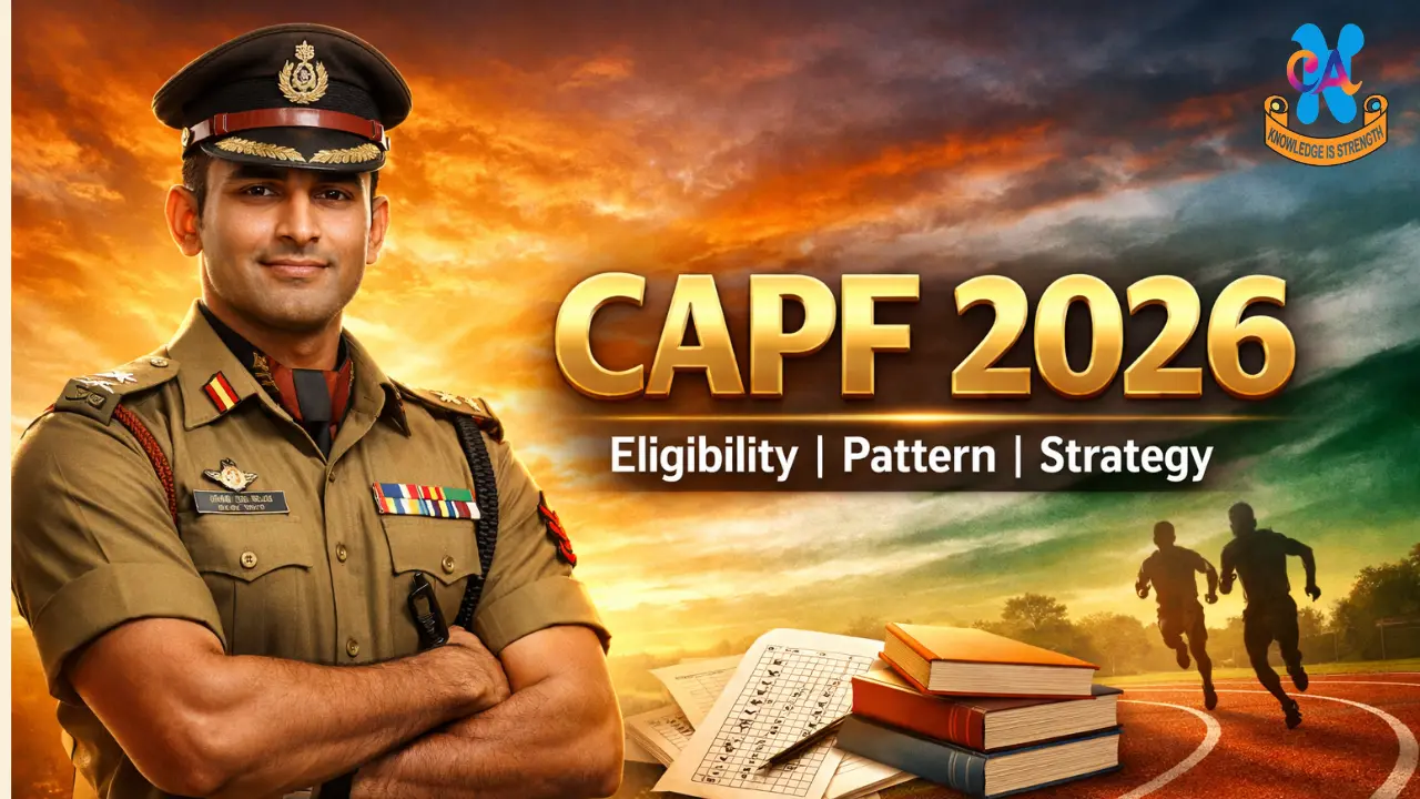 CAPF 2026 Assistant Commandant exam preparation guide showing uniformed officer, Indian flag background, and exam strategy elements