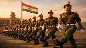 NDA Eligibility 2026 - NDA cadets marching in formation with Indian flag