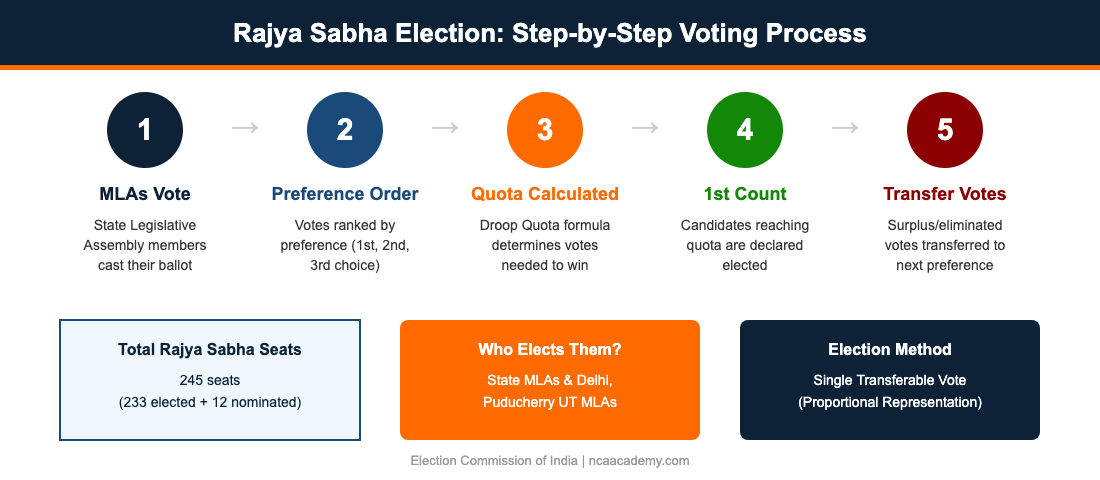 Rajya Sabha Election Step-by-Step Voting Process Infographic