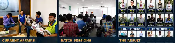 NDA batch sessions, current affairs classes and results board at NCA Academy Chandigarh