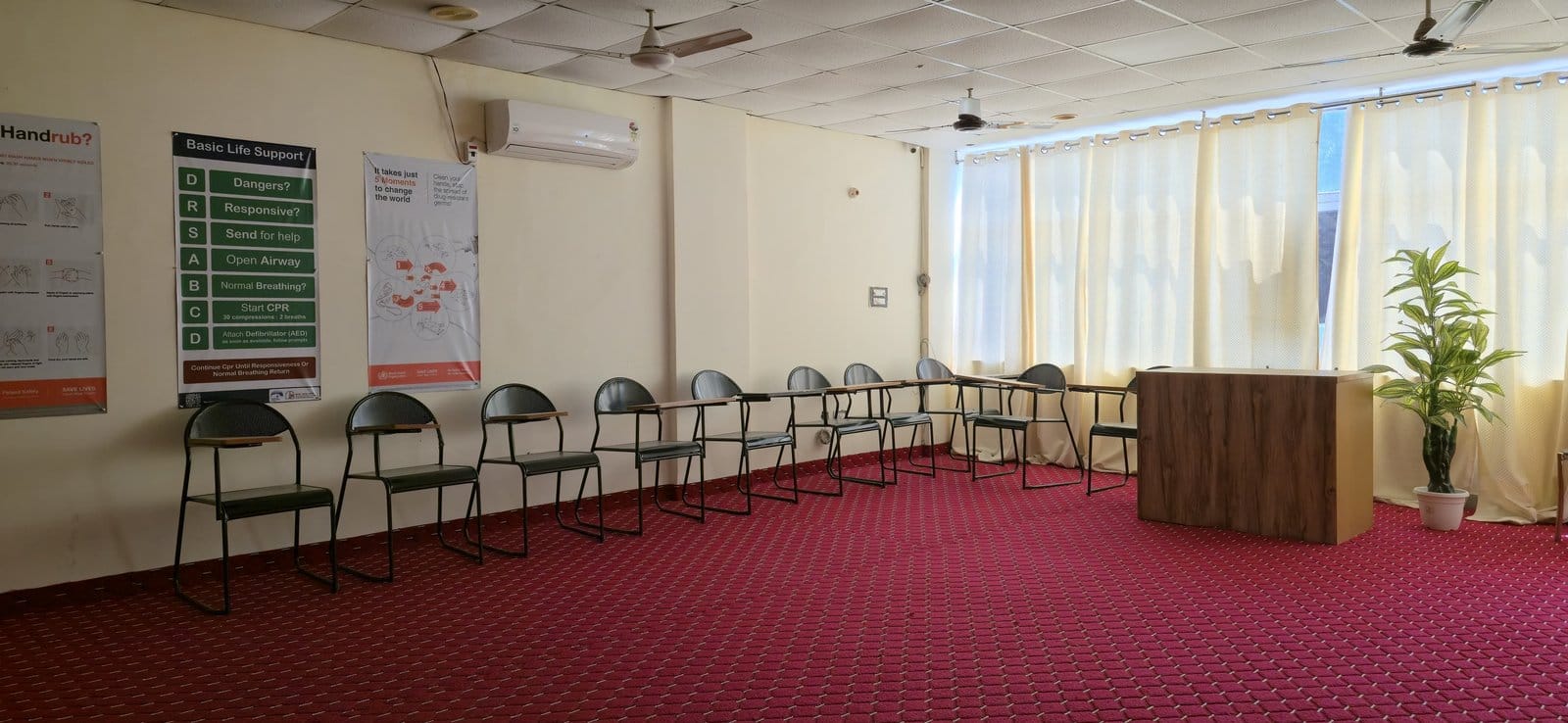 OSCE coaching classroom with basic life support charts at NCA Academy