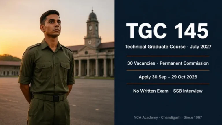 Indian Army TGC 145 July 2027 notification — 30 vacancies, apply 30 Sep to 29 Oct 2026